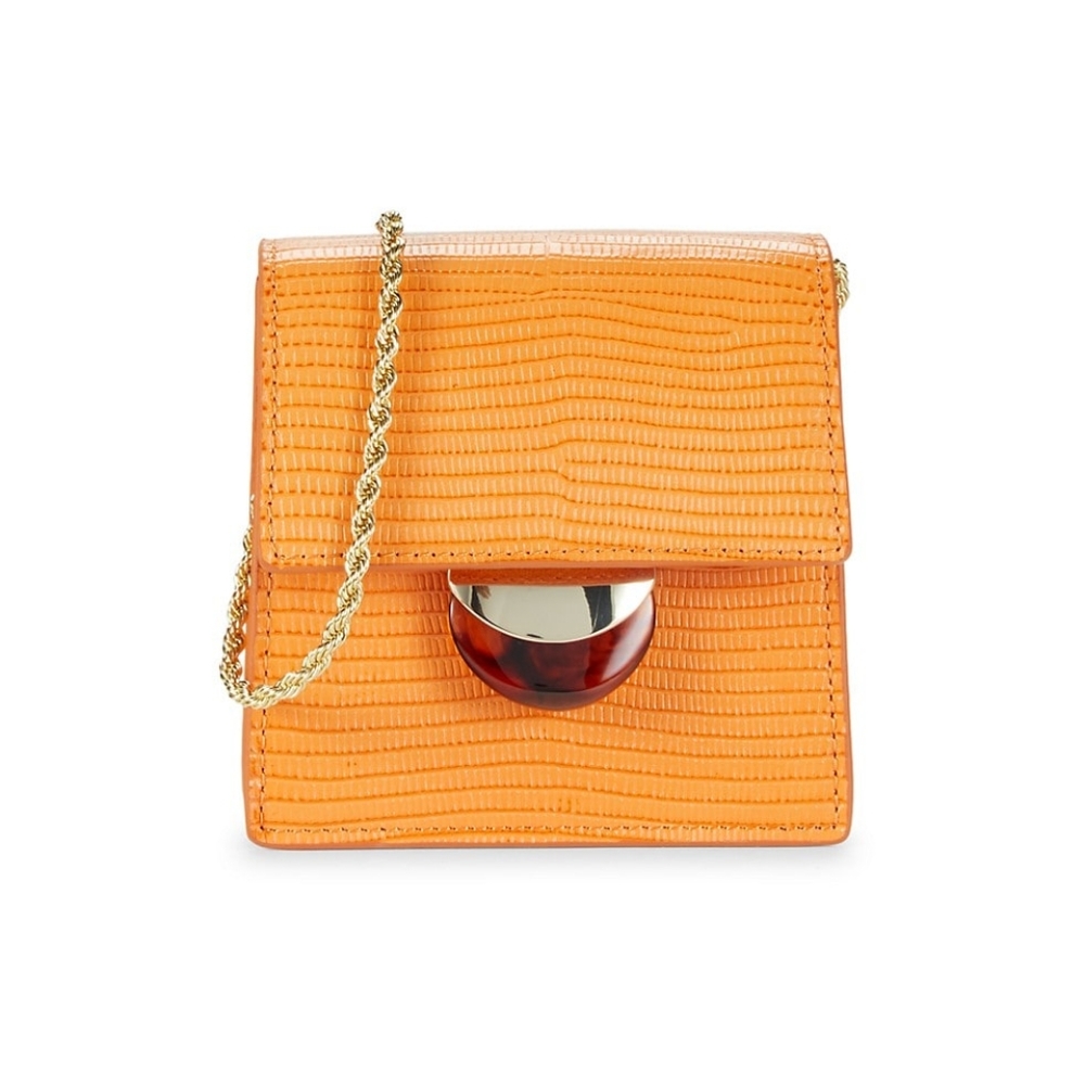 Loeffler Randall Orange Textured Crossbody with Gold Chain